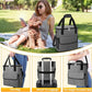 Dog Travel Bag for Camping - Weekend Pet Accessories With 2 Collapsible Bowls, 2 Food Containers, 1 Waterproof Feeding Mat - M, Grey