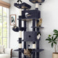 Globlazer Large Cat Tree Tower Condo, 80in Tall Cat Tree for Multiple Indoor Cats Large Adult, XXL Big Cat Climbing Tower with Cat Caves, Sisal Scratching Posts, Top Perches, Hammock, S80B, Dark Gray
