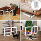 ZJSF Freestanding Dog Fence Indoor, Foldable Dog Gate for Doorways, Stairs or Hallways, Sturdy Wood Extra Wide Pet Gate with Support Feet for The House, White, 32 "Height-2 Panels