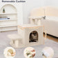 Happi N Pets Dog Stairs with Cat Scratching Post & Large Condo, Stable Pet Steps for High Beds Couch, 3 Combinations Cat Ramp Tree Tower for Cats or Small Dogs, Removable Cushion & Bonus Toy, Beige