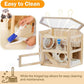 Wooden Hamster Cage 3 Tier Small Animal Cage,Large Syrian Hamster House with Openable Top and Acrylic Sheets 11-Piece Set (30" L x 20" W x 20" H)