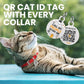 BRONZEDOG Leather Cat Collar with Removable Bells Non Breakaway Kitten QR Tag for Girl Boy (7" - 9" for Cats, Red & Silver)