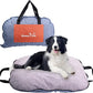 Portable Waterproof Dog Mat for Camping, Patio & Travel - Foldable Outdoor Dog Bed with Teflon Shell & Removable Plush Pad - Easy Clean, Durable - L (Denime Blue)