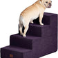 EHEYCIGA Dog Stairs for Bed 20" H, 4-Step Extra Wide Dog Steps for High Bed, Pet Steps for Small Dogs and Cats, Non-Slip Balanced Pet Ramp Indoor, Purple