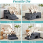 Extra Wide Dog Stairs with Tunnel, Detachable Large Pet Step for Small Medium Dog, Puppy or Cat, Ramp for High Bed, Couch, Sofa or Car, Stable, 19.7x33x22.4 inch, 5 Step, Dark Grey