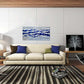 SYGALLERIER Abstract Coastal Metal Wall Art Handcrafted Big 3D Blue and Silver Artwork Modern Sea Waves Pictures Contemporary Sculpture for Living Room Bedroom Bathroom Decor
