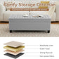 51" Fabric Storage Ottoman Bench, Upholstered Rectangle End of Bed Storage Ottoman Tufted Living Room Bedroom Bench with Safety Hinge, Solid Wood Legs, Loads 500 lb(Light Grey)