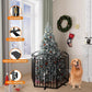 6 Panles Full Matel Freestanding Dog Gates with Door, 144"Extra Wide 32"Tall Free Standing Dog Pet Gate for Indoor & Outdoor. Foldable Pet Fences for Doorways, House, Stairs, Porch, Deck, Yard