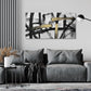 Black White and Gold Wall Art, Modern Paintings Abstract Graffiti Canvas Prints Artwork Black Grey Wall Pictures for Living Room Bedroom Bathroom Home Office Decor 20x40 In