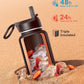 Water Bottle 40 oz Insulated with Straw&Brush, Coolflask Vaccum Stainless Steel Metal 3 Lids Water Flask for Sports, Gym or Office, Keep Cold 48H Hot 24H, Magic Black