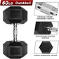 RitFit 5-650 LBS PVC Encased Hex Dumbbell Sets with Optional Rack for Home Gym, Hand weight with Chrome Handle for Strength Training, Workouts