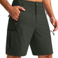 Pudolla Men's Hiking Cargo Shorts 9" Lightweight Outdoor Work Shorts for Men Travel Golf Camping Casual with 5 Zipper Pockets
