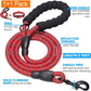 Heavy Duty Dog Leash - Comfortable Padded Handle, 5 ft Long - Dog Leashes for Small Medium Large Dogs (Leash+Collar M Neck 16"-20", Red)