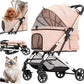 Medium Dog Stroller, Kenyone Pet Stroller for Medium Dogs Up to 55lbs, Lightweight Aluminum Frame, One Click Folding, Large Cat Stroller with No Zip Entry, Detachable Mesh, Multiple Pockets