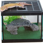 crapelles Glass Lizard Tank, Spider Box Kit, 7.8x7.8x5.9'' Tarantula Feeder Insects Beetle Habitat, Amphibians Terrarium for Small Pet, with Washable Mat, Resin Rock Shape Hideout, Artificial Flower