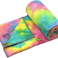 Eunzel Yoga Towel,Hot Yoga Mat Towel with Grip Dots Sweat Absorbent Non-Slip for Hot Yoga, Pilates and Workout 24" x72", Yellow & Blue & Pink