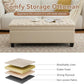 51" Fabric Storage Ottoman Bench, Upholstered Rectangle End of Bed Storage Ottoman Tufted Living Room Bedroom Bench with Safety Hinge, Solid Wood Legs, Loads 500 lb(Khaki)