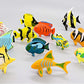 HAPTIME 12PCS Tropical Fish Toys Set, Pastic Cute Sea Life Creatures Learning Educational Toy Party Favors for Boys, Girls, Kids