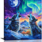 Wolf Wall Art Wolves Canvas Wall Decor Prints Framed Painting Aurora Pictures Gifts Artwork for Bathroom Bedroom Living Dining 16"x20"