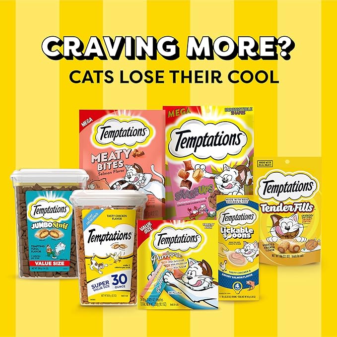 Temptations Classic Crunchy and Soft Cat Treats, Seafood Medley Flavor, 30 oz. Tub