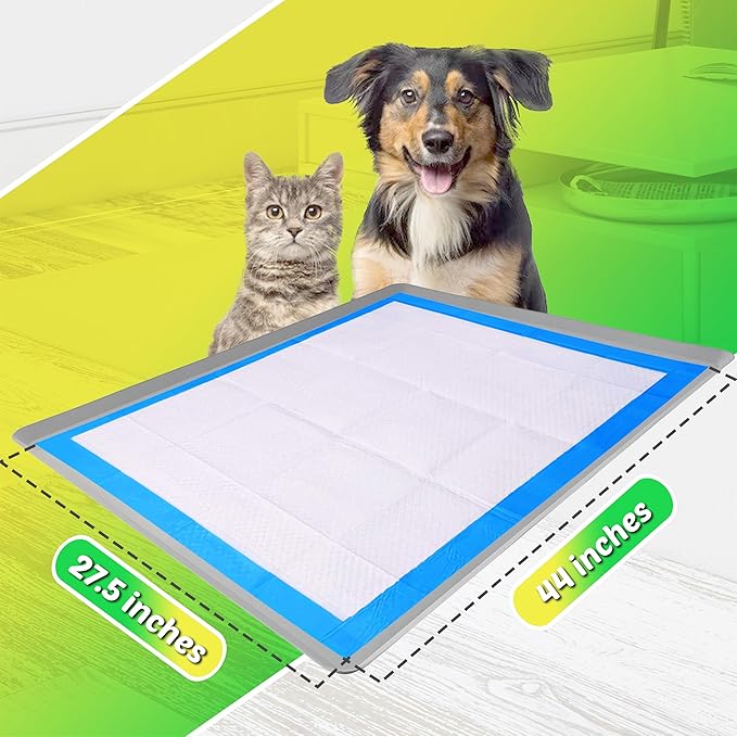 TidyFriend Dog Pee Pad Holder Tray Fits for 27.5” x 44” Wee Wee Pee Pads - Stable Grip, Raised Edges, Quick-Wipe Silicone Surface Dog Potty Tray Holder for Indoor Flooring Protection (Light Grey)