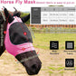 2 Piece Horse Fly Mask with Ears, Comfortable Fit Stretch Fabric Big Eye Space Soft Breathable with UV Protection for Full Horses (Blue-Pink)