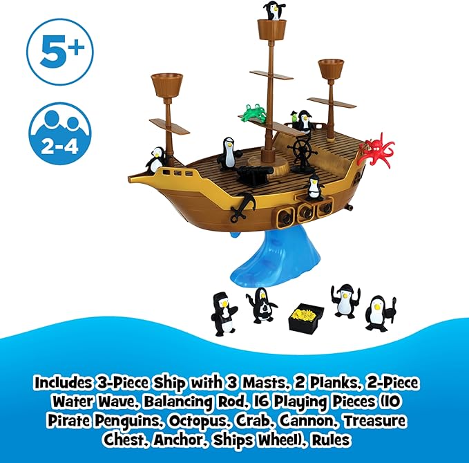 Don’t Rock the Boat Board Game - Kids Games, Family Games for Kids and Adults, Board Games for Family Night, Multi-Player Board Games, Builds Hand & Eye Coordination, Balancing Toy, Ages 5+