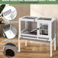 GUTINNEEN Guinea Pig Cage Rabbit Cage Indoor with Chew-Proof Edges, Clean Deep Tray, Leakproof PVC Layer, Small Animals Cage with Adjustable Legs - Brown