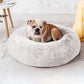 Love's cabin Calming Cat Bed for Indoor Cats,Anti-Anxiety Donut Round Dog Bed,Fluffy Faux Fur Washable Pet Bed for Small Medium Dogs and Cats,Coffee,24in