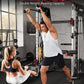 Smith Machine Home Gym All in One, 2200LBS Squat Rack Power Cage with Smith Bar, LAT Pull-Down, Cable Systems, Leg Hold-Down and More Attachments, Workout Equipment (Red Black)