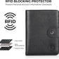 Polare Luxury RFID Blocking Leather Passport Holder Travel Wallet For Men and Women (Black with AirTag Slot(Snap Version))