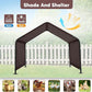 Dog Shade Shelter Outdoor 4'x4'x3' Tent for Large Medium Dogs, Outside Sun Rain Canopy Pet House for Livestock Pigs Cats with Waterproof Roof Ground Nails,Brown