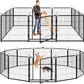 Dog Playpen Outdoor Extra Wide 12 Panels Heavy Duty Dog Fence 32" Height Anti-Rust with Doors Portable for RV Camping Yard, Total 32FT, 79 Sq.ft, Snowy Black