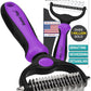 Maxpower Planet Pet Grooming Brush - Double Sided, Extra Wide for Dogs and Cats - Dematting Undercoat Rake, Reduces Shedding by 95%, Purple