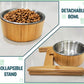 Elevated Dog Bowls for Large Breed - (15-Inch Tall, 74-oz Cap), Deter Ants and Bugs - Raised Single Feeder, Suitable for Dry and Wet Pet Foods - Bamboo with Stainless Steel Dish