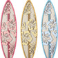 RattanView 3 Pieces Hibiscus Surfboard Decor for Bedroom Wooden Beach Wall Decor Summer Wood Surfboard Wall Hanging Sign for Tropical Living Room Decoration(Yellow, Blue, Pink)