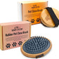 The Buddy System Pet Close Brush, Soft Touch Oval Palm Brush - Bamboo Massage Handheld with Soft Boar Bristles and Elastic Band for Dogs and Cats (2-pack, 1 Brush + 1 Rubber)