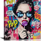 Fashion Women Wall Art Glam Modern Artwork for Girls Banksy Street Graffiti Pop Art Canvas Pictures Painting Print Framed Decorations Gifts for Bedroom Living Room Office 16"x20"