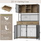 HITHOS 71" Tall Dog Crate Furniture, Indoor Dog Kennel with Hutch, 42" W Dog Cage for Large/Medium Dogs, Wood Dog Crates with 2 Storage Drawers, Heavy Duty Pet House, Rustic Brown