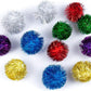 AUEAR, 12 Pack 2 Inch Sparkle Ball Shiny Glitter Tinsel Pom Poms Interactive Cat Balls for Kittens (6 Colors)