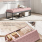 SONGMICS Velvet Storage Ottoman Bench, Foot Rest with Legs, 15.7 x 43 x 15.7 Inches, End of Bed Bench, Storage Chest, Load up to 660 lb, for Living Room, Bedroom, Entryway, Jelly Pink ULSF089R01