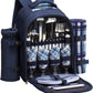 Apollo walker Picnic Backpack Set for 4 with Cooler Compartment,Detachable Bottle/Wine Holder Including Large Picnic Blanket(45"x 53") for Picnic Family and Lovers Gifts,Outdoor,BBQ Time (Blue)