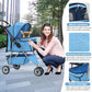 Dog Stroller,3 Wheels Travel Folding Pet Stroller for Small Medium Dog Cat Jogger Stroller with Storage Basket Removable Liner Blue