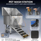 KANIS Professional Stainless Steel Dog Bathing Station - Grooming Tub w/Ramp, Storage Drawer, Floor Grate & Faucet/Dog Bathtub for Large, Medium & Small Pets (40", 1 Drawer - Left RAMP)