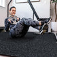 SUPERJARE 0.4'' Thick 6 Pcs 24 Sq Ft Rubber Top Exercise Equipment Mats, High Density EVA Foam Mats with Rubber Top, Interlocking Gym Flooring for Home Gym, Protective Workout Mat, Black/Blue