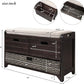 Storage Bench with Removable Basket 2 Drawers Fully Assembled Acacia Wood Shoe Bench Standing Shoe Rack Removable Cushion for Living Room, Entrance Hallway, No Assembly Required Espresso