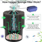 hygger Aquarium Sponge Filter 20-55 Gallon Fish Tank Filter for Breeding Fry Shrimp Snails Betta Air-Powered Filter with Reusable Biochemical Ball Spare Sponge Foam Filter