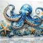 Octopus Bathroom Pictures Wall Art, Sea Animal Ocean Bathroom Wall Decor, Nautical Framed Painting Canvas Artwork for Bedroom Living Room Decorations 24"L x 16"W