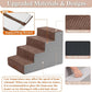 GGIB Dog Stairs for Small Dogs Cats Non-Slip Dog Steps for High Bed Pet Stairs for Sofa Couch Pet Ramp Pet Steps with Removable Washable Cover, Brown, 17" H, 4-Step