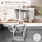 JY QAQA Cat Litter Box Enclosure,Litter Box Furniture Hidden with Barn Door,Wooden Cat Washroom Furniture,Cat House,Fit Most of Litter Box,White